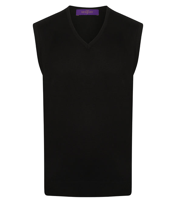 Henbury Lightweight Sleeveless Cotton Acrylic V Neck Sweater