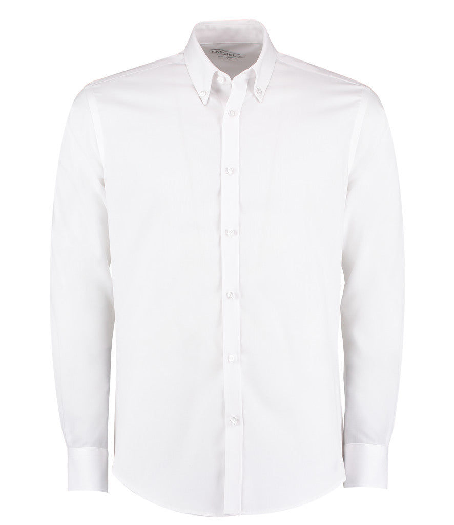 Kustom Kit Long Sleeve Slim Fit Oxford Twill Non-Iron Shirt