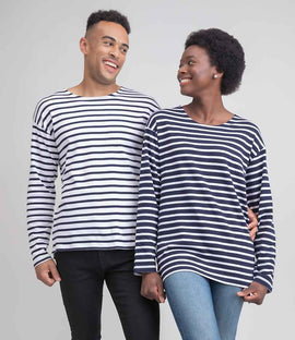 One By Mantis Unisex Long Sleeve Breton Stripe T-Shirt