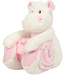Mumbles Hippo with Printed Fleece Blanket-1
