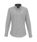 Premier Ladies Long Sleeve Striped Oxford Shirt-1