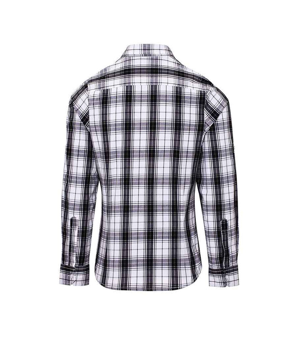 Premier Ladies Ginmill Check Long Sleeve Shirt | Black/White