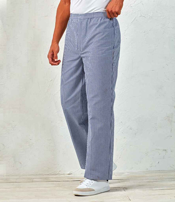 Premier Pull On Chef's Check Trousers