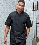Premier Unisex Short Sleeve Stud Front Chef's Jacket-2