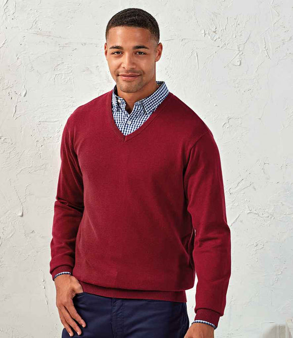Premier Knitted Cotton Acrylic V Neck Sweater