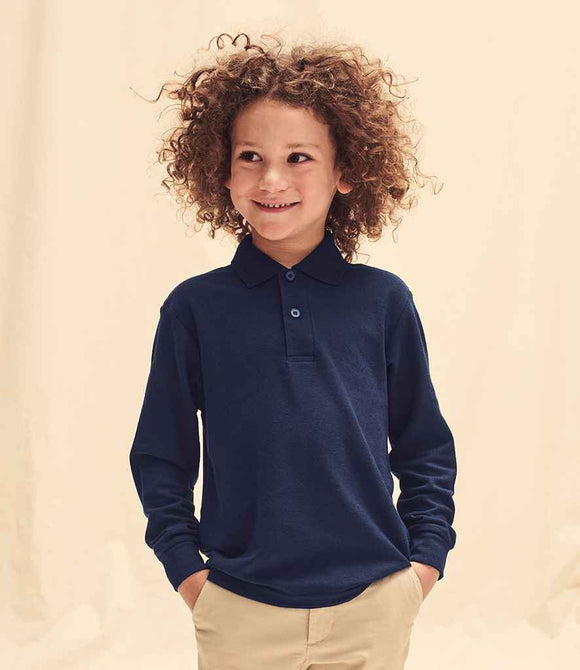 Fruit of the Loom Kids Long Sleeve Poly/Cotton Pique Polo Shirt